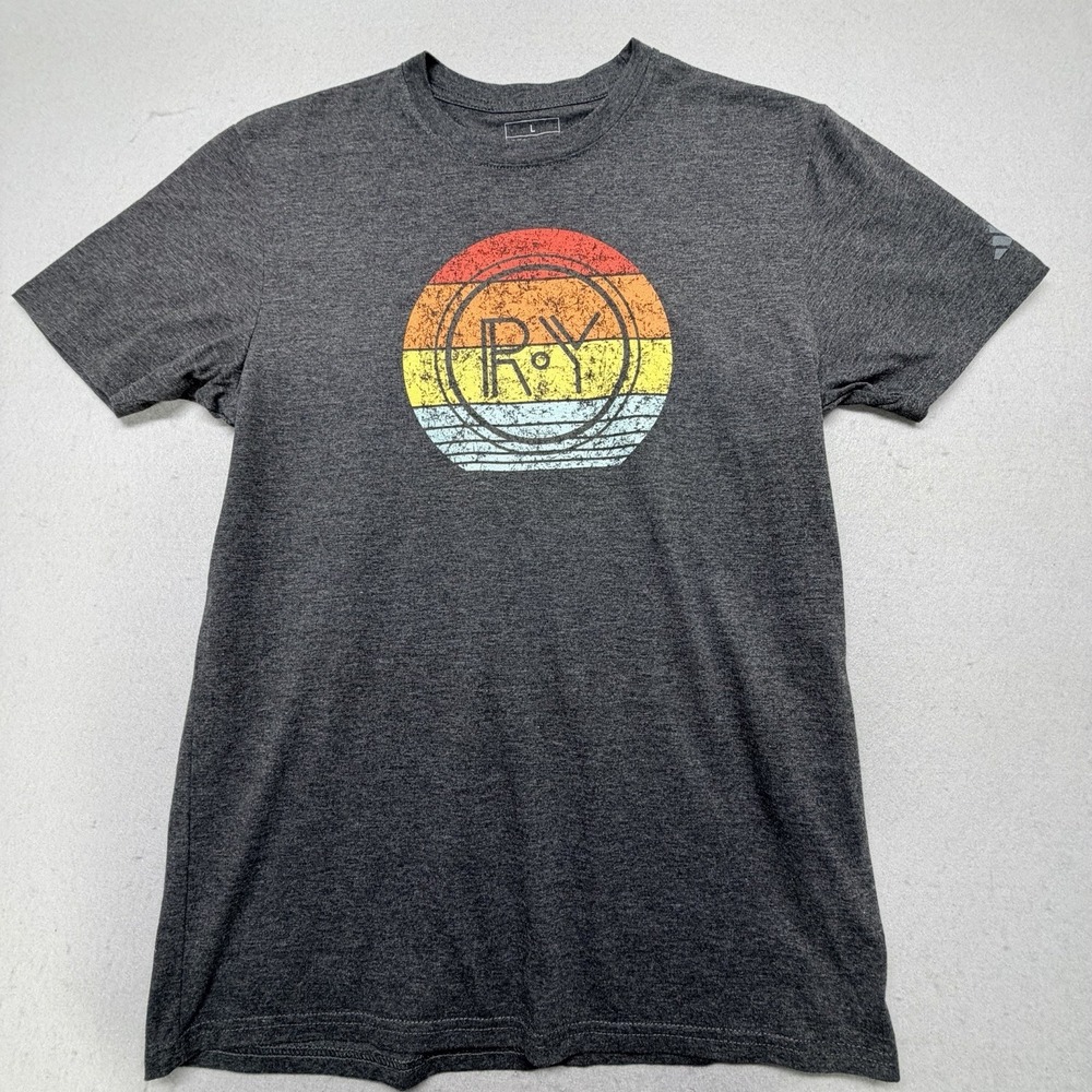 Adidas R.Y.V Graphic T-Shirt Mens Large Gray Retro Sunset Logo Short Sleeve Tee